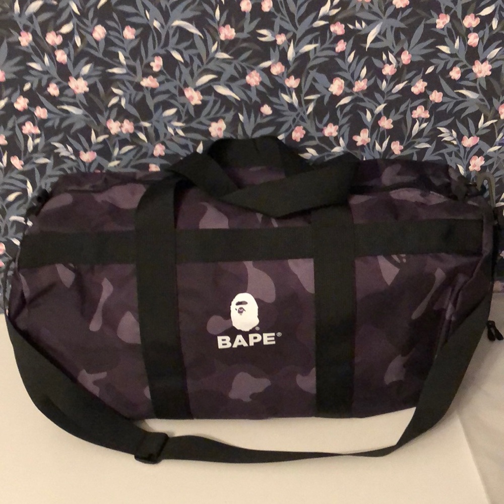 BAPE camo duffle bag